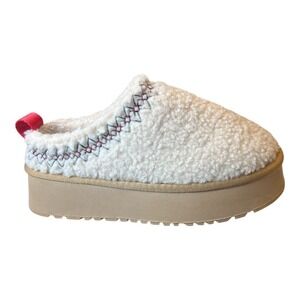 Embroidered Braided Slip On Sherpa Clog Slippers Mules Size 37